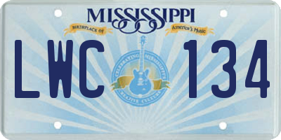 MS license plate LWC134