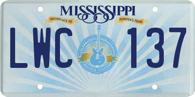 MS license plate LWC137