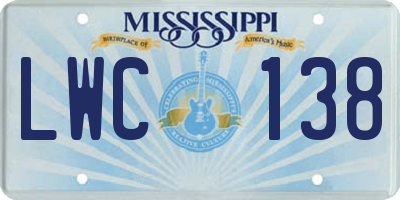 MS license plate LWC138