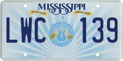 MS license plate LWC139