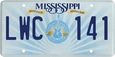 MS license plate LWC141