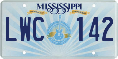 MS license plate LWC142