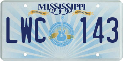 MS license plate LWC143