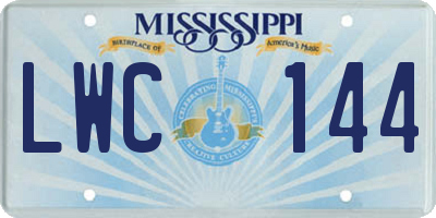 MS license plate LWC144