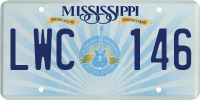 MS license plate LWC146