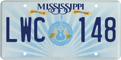 MS license plate LWC148