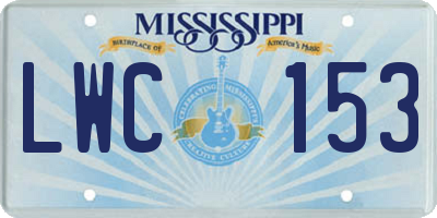 MS license plate LWC153