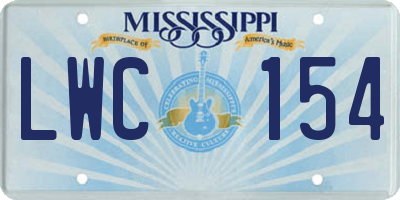 MS license plate LWC154