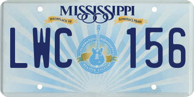 MS license plate LWC156
