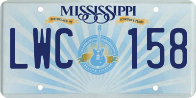 MS license plate LWC158