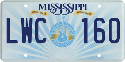 MS license plate LWC160