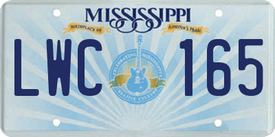 MS license plate LWC165