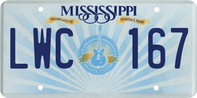 MS license plate LWC167