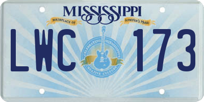 MS license plate LWC173