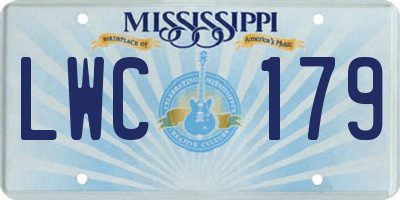 MS license plate LWC179