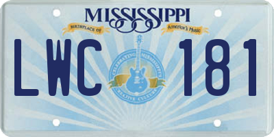 MS license plate LWC181