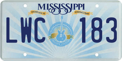 MS license plate LWC183