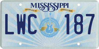 MS license plate LWC187