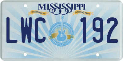 MS license plate LWC192