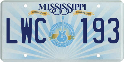 MS license plate LWC193