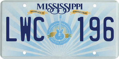 MS license plate LWC196