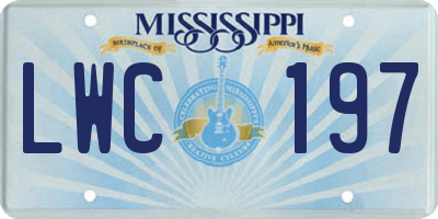 MS license plate LWC197
