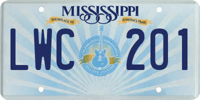 MS license plate LWC201
