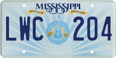 MS license plate LWC204