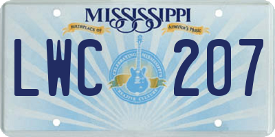 MS license plate LWC207