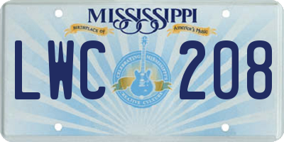 MS license plate LWC208