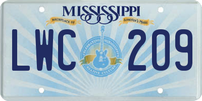 MS license plate LWC209