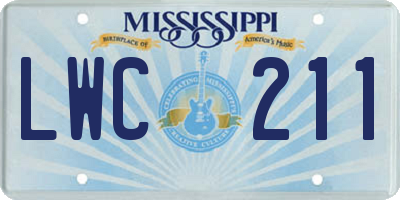 MS license plate LWC211