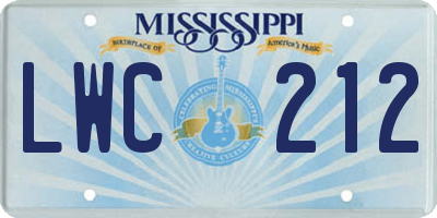 MS license plate LWC212