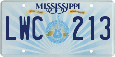 MS license plate LWC213