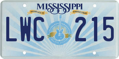 MS license plate LWC215