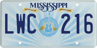 MS license plate LWC216