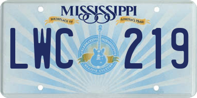 MS license plate LWC219