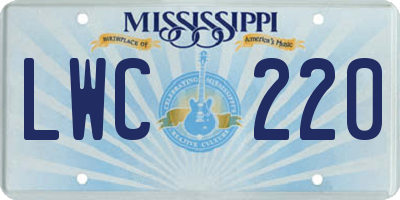 MS license plate LWC220