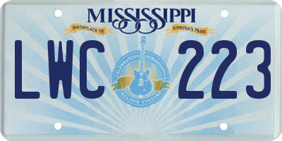 MS license plate LWC223