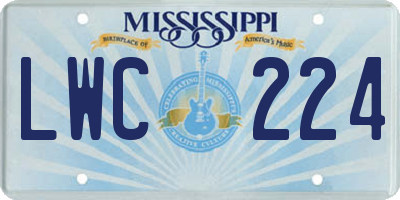 MS license plate LWC224