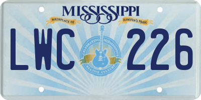 MS license plate LWC226