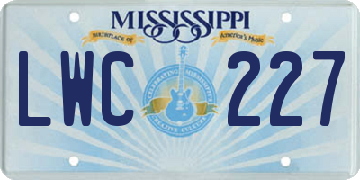 MS license plate LWC227