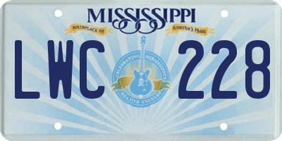 MS license plate LWC228