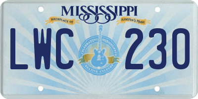 MS license plate LWC230