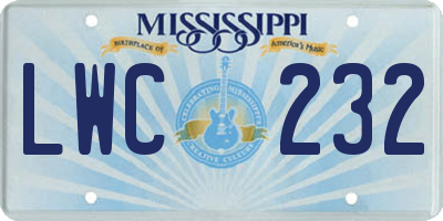 MS license plate LWC232