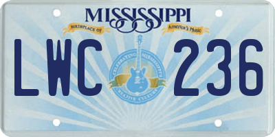MS license plate LWC236