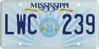 MS license plate LWC239