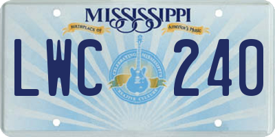 MS license plate LWC240