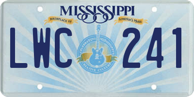 MS license plate LWC241