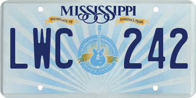 MS license plate LWC242